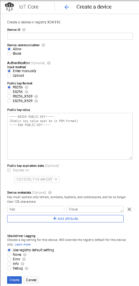 Figure 9. GCP Device Registration Console