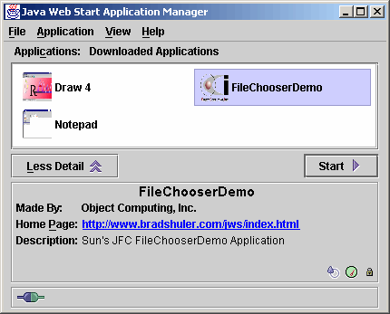 Fig 4 Java Web Start Application Manager