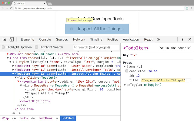 Figure 2. React Devtools