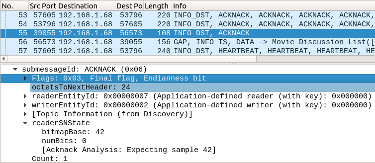 Figure 10. ACKNACK example