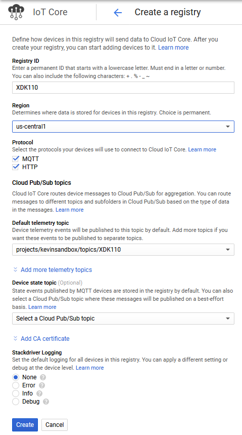 Figure 8.GCP Registry Creation Console