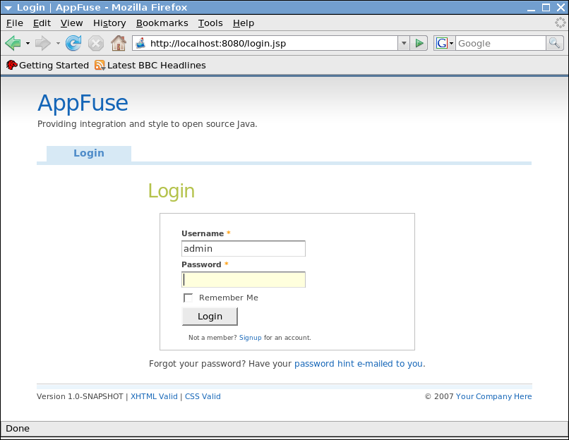 AppFuse login