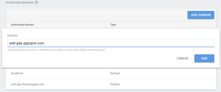 adding an authorized domain to the Firebase Authentication app