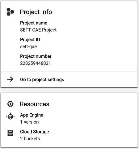 Project details in the GCP dashboard