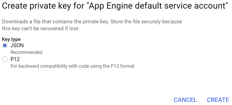 Create private key dialog